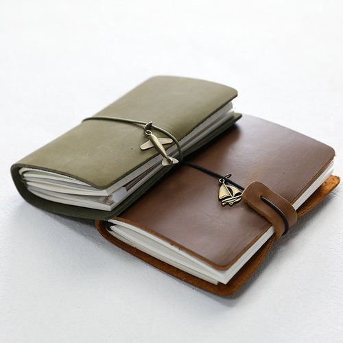 新品真皮手工TN复古水彩本旅行速写手账水彩本手账宝虹水彩纸中粗300g替换内页棕色咖啡色油蜡牛皮标准护照款 - 图0