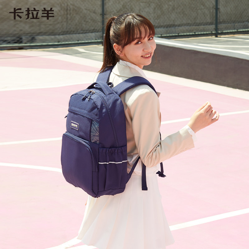 新款卡拉羊中学生书包女初高中生背包男潮流休闲旅行大容量双肩包