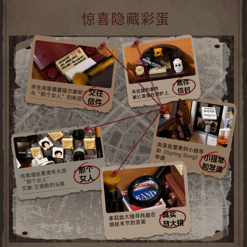 【拼奇积木】拼奇福尔摩斯221B大楼联名益智拼搭玩具摆件积木