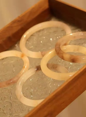 正品金丝玉古风圆条手镯