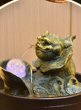 貔貅陶瓷纳福桌面风水轮镇宅