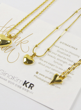 韩国设计师新款持久保色爱心18K金项链出口同款毛衣链时尚配饰