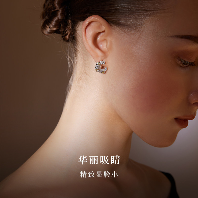 COCSIS午后花园纯银轻奢高级感耳环无耳洞法式牛角包耳夹小众设计