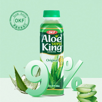【6瓶】OKF韩国进口芦荟饮料500ml库拉索芦荟果肉aloe vera