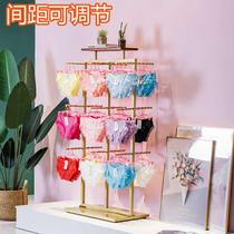 Underpants shelf Show shelves Ground Versatile Mall Shop Multilayer Mid Island Shelf Golden Adjustable Inner Hanger