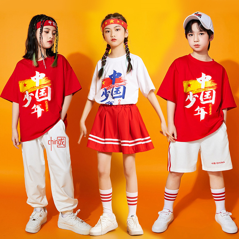 元旦儿童啦啦队演出服小学生运动会班服幼儿园中国少年表演合唱服 - 图0