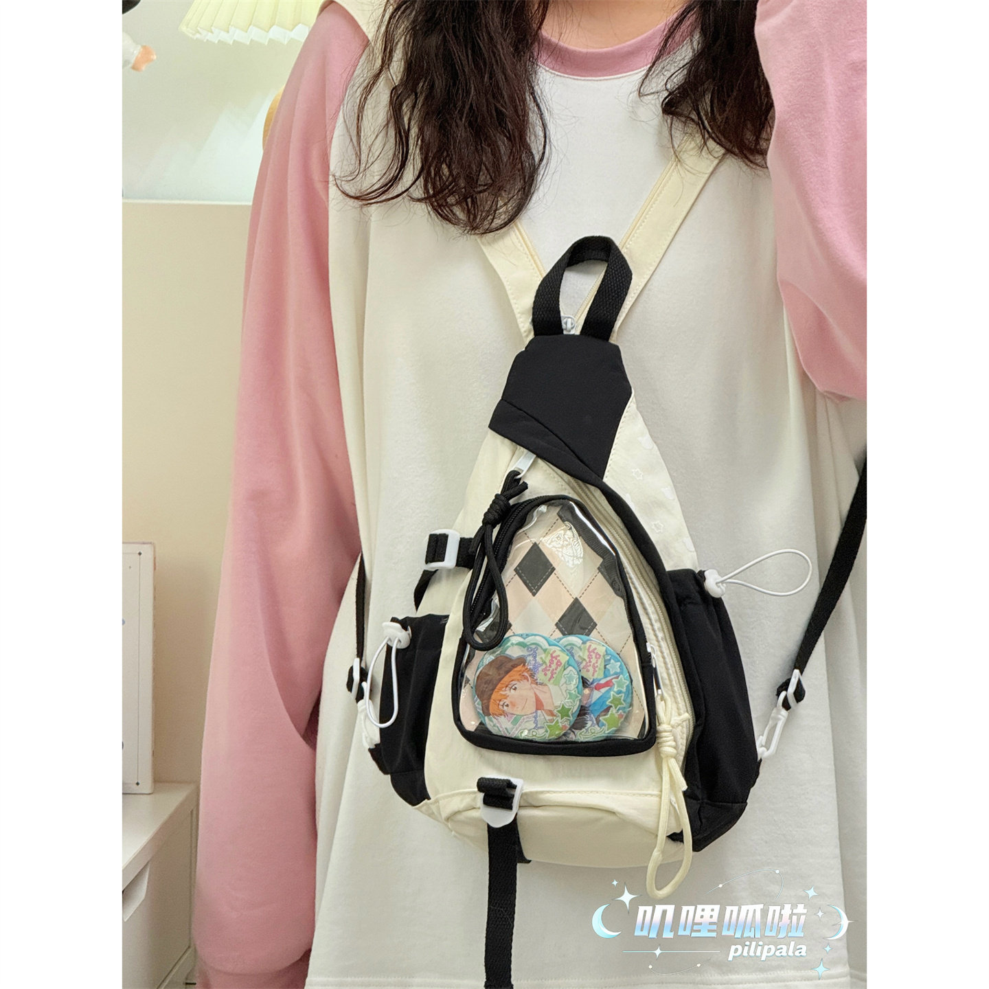 日系多巴胺撞色运动斜挎包可爱少女百搭痛包娃包轻便单肩双肩背包,淘宝优惠券,粉丝福利购,淘宝优惠卷