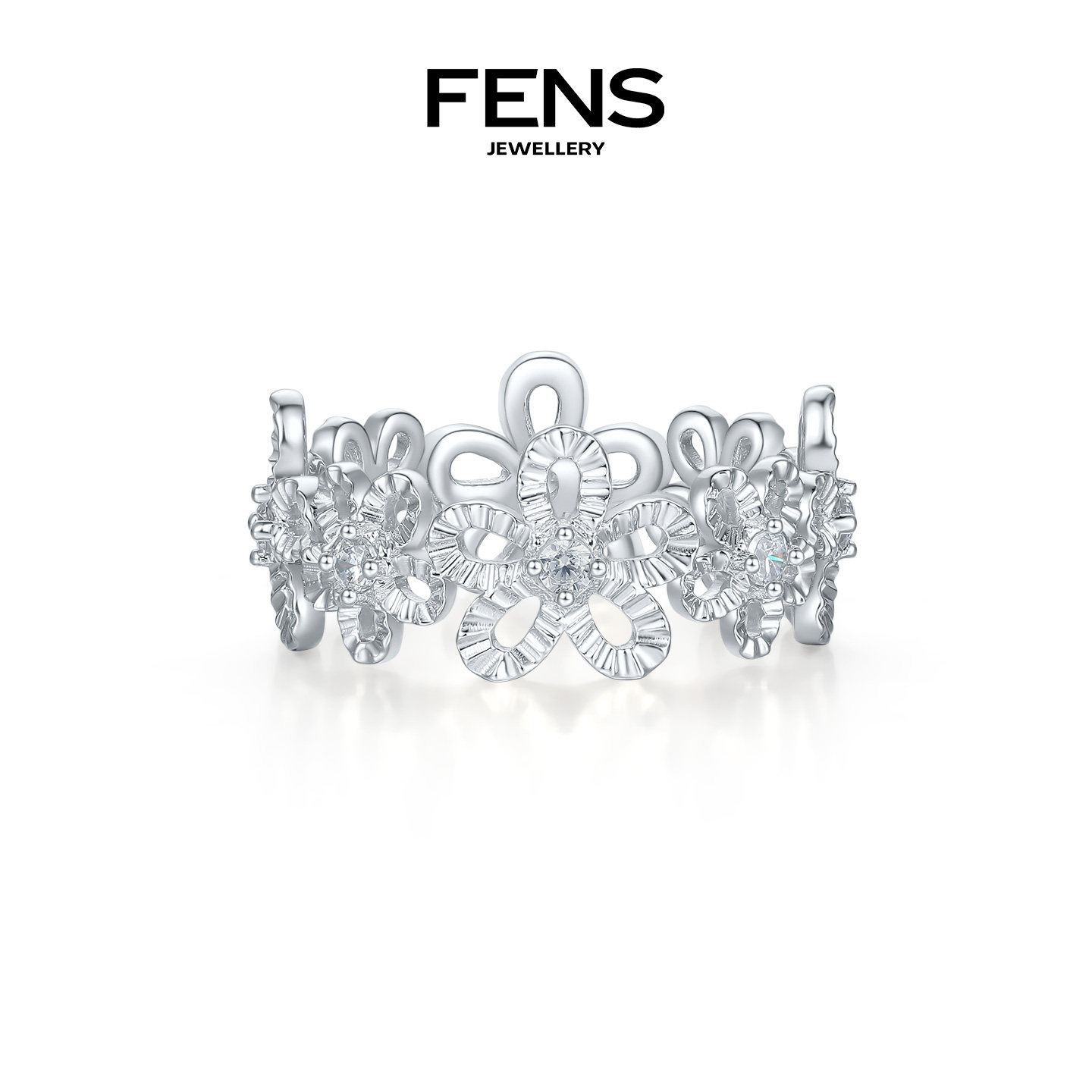 FENS珠宝 浮光织境系列花间叠序戒指女复古立体镶嵌锆石指环手饰,淘宝优惠券,粉丝福利购,淘宝优惠卷
