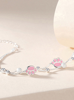 猫咪爪爪手链双层叠戴S925银