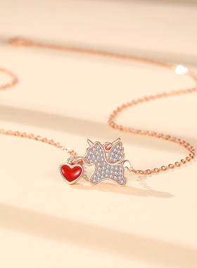 爱心独角兽项链轻奢小众高级感
