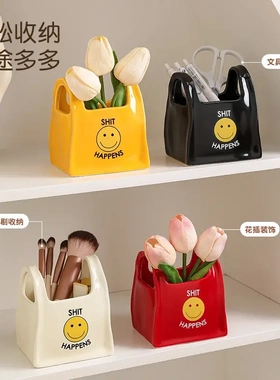 高颜值笑脸图案手提袋造型小众