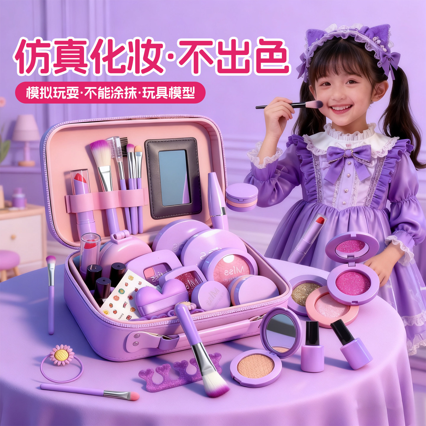 儿童化妆品玩具小女孩子过家家女童仿真画妆套装公主梳妆台彩妆盒,淘宝优惠券,粉丝福利购,淘宝优惠卷