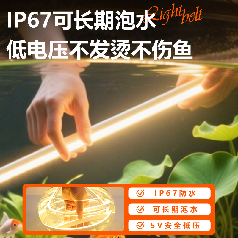 三色灯带全光谱充电自粘遥控古法养鱼陶瓷水缸水池充电款免插电灯,淘宝优惠券,粉丝福利购,淘宝优惠卷