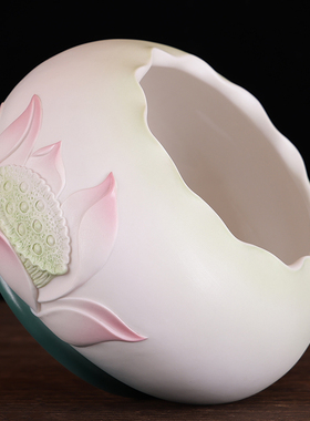 百轩陶瓷慈莲香炉供奉套装