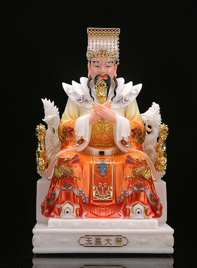 彩绘玉皇大帝王母娘娘供像摆件