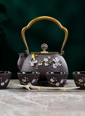 傲梅铁壶茶道工艺品家居办公室茶壶茶具用品中式铁壶摆件送礼礼品