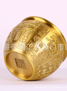 厂家 金色百福铜缸聚宝盆 黄铜米缸 客厅摆件家居聚财缸