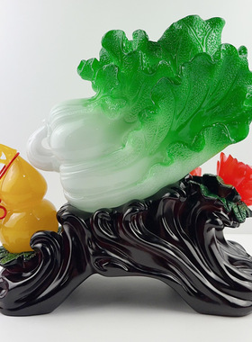 玉白菜摆件招财家居客厅玄关电视酒柜装饰品开业乔迁旺宅工艺礼品