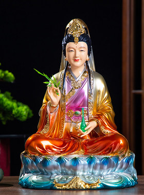 新款妙善观音菩萨树脂佛像家用客厅观世音白色观世音菩萨摆件