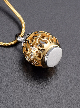 百年家事殡葬厂家厂家直销畅纪念亲宠物狗狗骨灰盒吊坠 钛钢金色