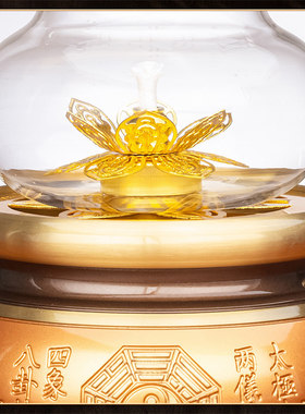 新款纯铜八卦酥油灯灯盏道观道家财神爷关公防风供灯佛前灯长明灯