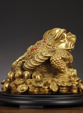 厂家黄铜金蟾摆件元宝金蝉三足蟾蜍店铺开业礼品铜器工艺品