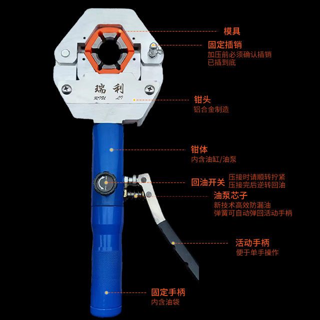 手动液压汽车空调压管钳便捷式啤管机空调胶管压管器接头扣压机 - 图0