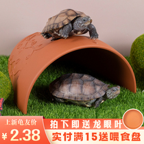 Turtle dodge from the roof of the house Hide From Cave Red Pottery Tile Grass Turtle Sun Terrace Climbing Terrace Hexagonal Dinosaur Fish Tortoise Jar