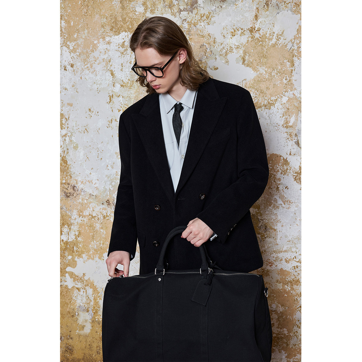 Ntalk 精纺立体线条经典休闲廓形设计枪驳领双排扣毛呢西装外套,淘宝优惠券,粉丝福利购,淘宝优惠卷