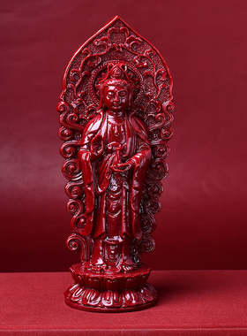 西方三圣塑像家用佛堂供奉阿弥陀佛观音菩萨大势至佛像朱砂摆件