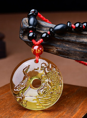 淘运开阁凤鲤添禄吊坠黄水晶属鸡2026马年吉祥物男女生肖鸡佩戴物