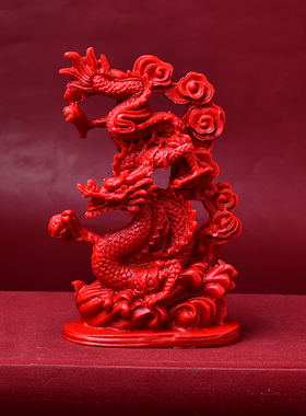 五行缺木补木朱砂青龙摆件招财进宝客厅卧室玄关摆设男女缺木饰品