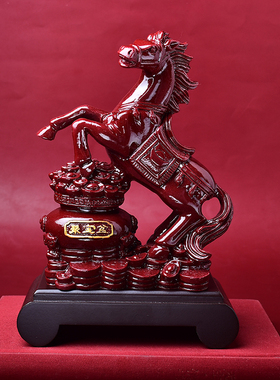 马上发财朱砂马聚宝盆摆件客厅玄关办公桌装饰紫金砂工艺品摆设