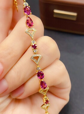 跨境天然镁铝石榴石手链女配饰小众高级感925银饰4*5时尚工厂直销