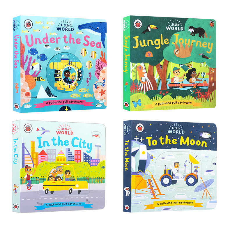 小小世界4册 纸板机关抽拉 英文原版绘本 Little World Under the Sea 海底世界 英文版幼儿英语早教启蒙纸板书 亲子共读 进口书籍