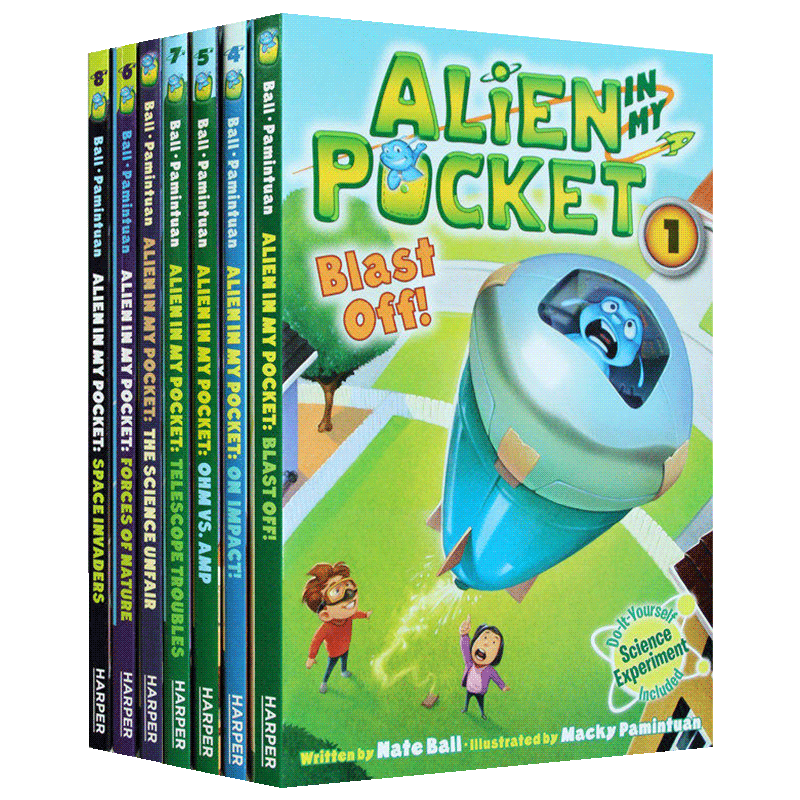 口袋里的外星人7册套装英文原版儿童初级桥梁章节书 Alien in My Pocket和外星人的冒险英文版进口英语启蒙认知书-图1