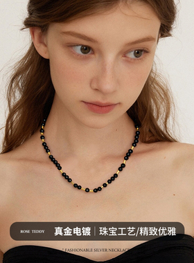 天然黑玛瑙复古串珠项链不过敏