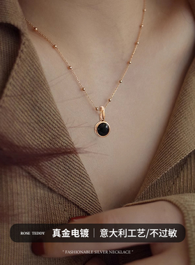 黑曜石项链女款轻奢小众高级感