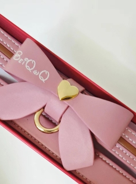 蝴蝶结项圈女高级感粉色黑色choker颈带真皮定制刻字送铃铛甜美风