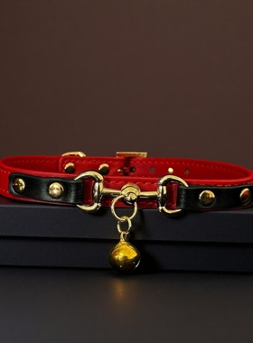 Puppy*铃铛项圈女皮质choker带牵引定制可刻字道具cos脖圈男真皮