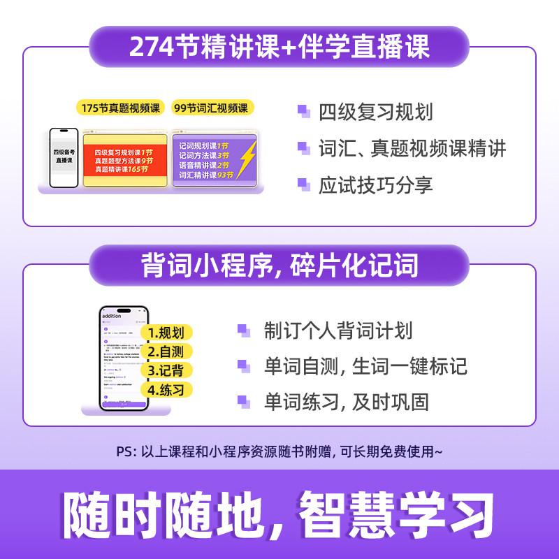【官方旗舰店】 备考2026年6月巨微英语四级考试真题逐句精解 大学cet4历年真题试卷模拟专项训练资料单词默写本 四六级词汇书闪过