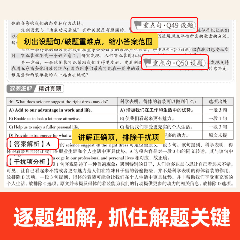 【备考2026.6】巨微英语四级真题逐句精解词汇闪过2025年试卷历年真题大学英语四级资料含12月真题听力专项训练四级考试闪过英语书