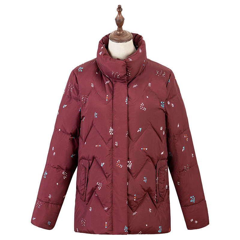 雅鹿奶奶冬季羽绒服女装2024新款中老年妈妈立领短款保暖鸭绒外套