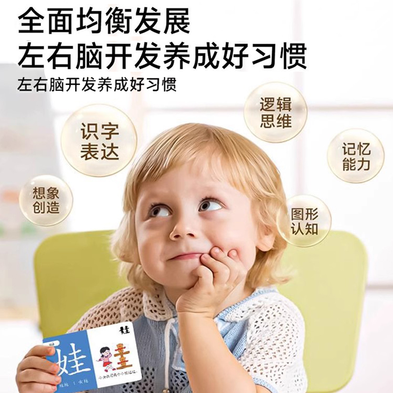 幼儿园识字卡片儿童启蒙宝宝早教象形汉字看图识字早教闪卡片神器-图3