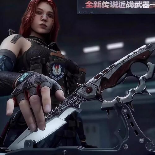正版三角洲行动信条刀皮S7金属武器模型匕首合金北极星弹刀未开刃 - 图1