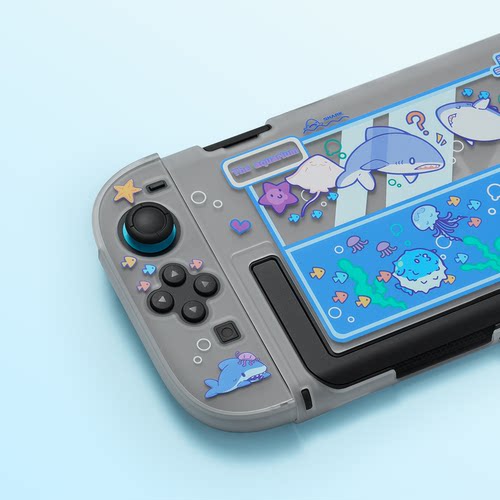 极想任天堂switch2代保护壳NS2代次世代主机游戏机配件硬壳透明保护套鲨鲨派对手柄套卡通可爱保护套防摔 - 图1