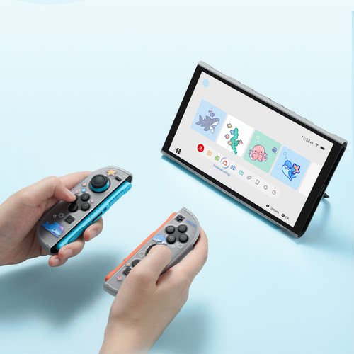 极想任天堂switch2代保护壳NS2代次世代主机游戏机配件硬壳透明保护套鲨鲨派对手柄套卡通可爱保护套防摔 - 图3