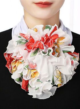 围脖女拼色女春夏新款领花纯色脖套花时尚韩版网红同款百变假领子
