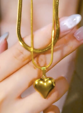 新款爱心吊坠蛇骨链项链女