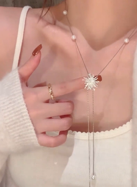 独特设计感烟花珍珠抽拉式项链女
